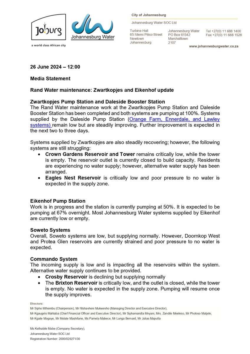 Johannesburg Water tweet media