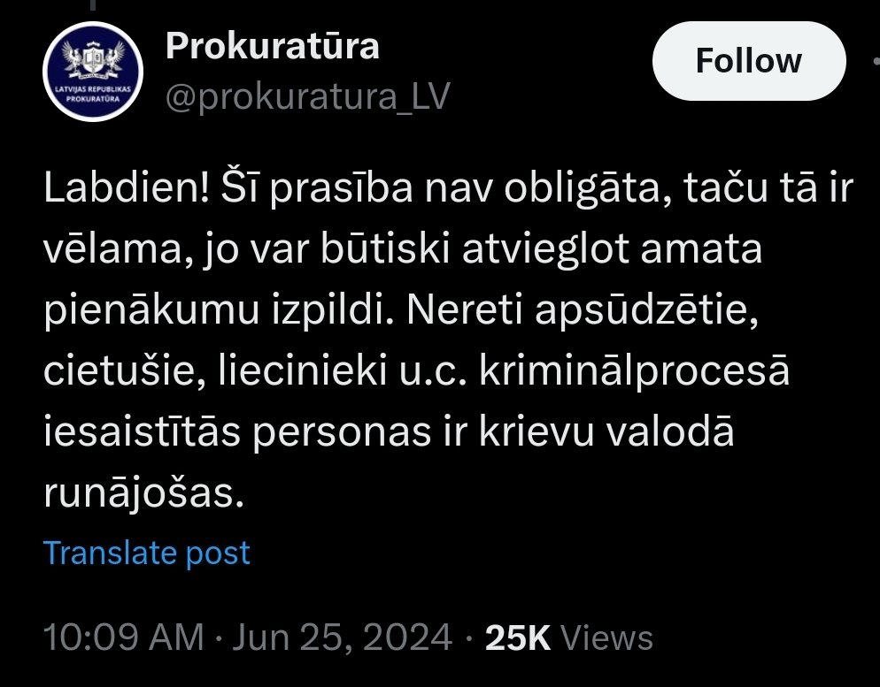 Prokuratūra dod priekšroku etniskiem krieviem, jo viņi prot krievu valodu.

Un kur strādāt latviesiem ? Norvēģijā ?

Prokuratūra diskriminē latviešus  un pēcāk medijos sūdzas, ka trūkst prokuroru, nav ko pieņemt darbā.
