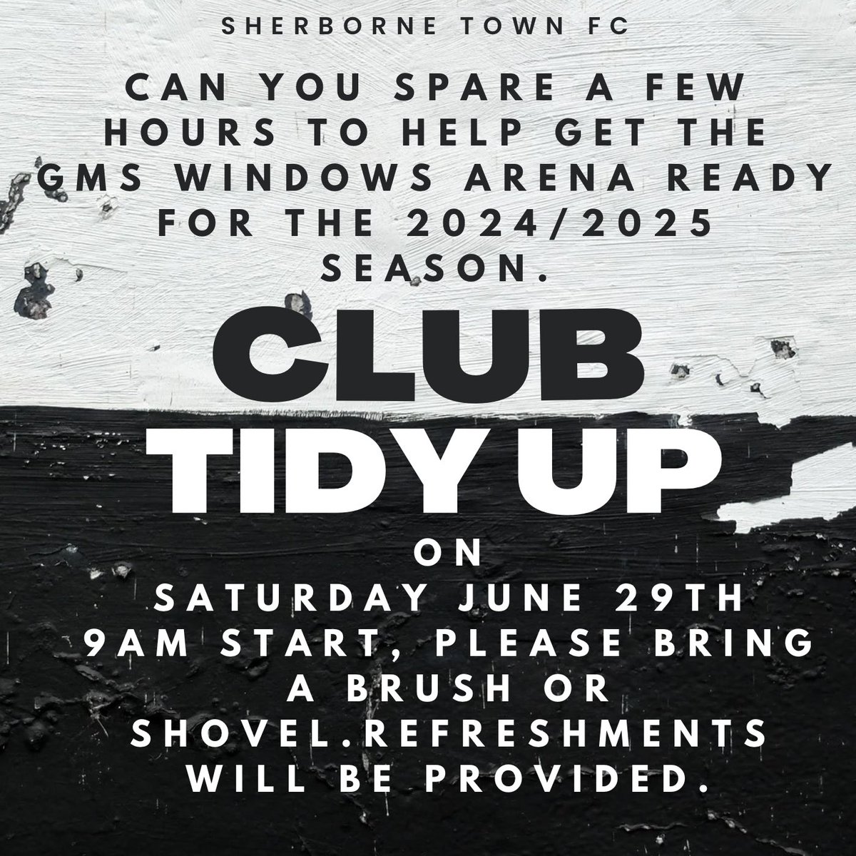 Sherborne Town FC (@sherbornetownfc) on Twitter photo Donโt forget this Saturday morning we are having a club tidy up day, so if you can spare a couple of ours to get The GMS Windows Arena ready for the 2024/2025 <a href="/WessexLeague/">Velocity Wessex League</a> and <a href="/DPL_official/">Dorset Premier Football League</a> season #Zebras #COYZ #Sherborne <a href="/swsportsnews/">South West Sports News</a> <a href="/Abbey_104/">Abbey104</a> <a href="/sherbornetimes/">Sherborne Times</a> <a href="/SherborneTownCl/">Sherborne Town Council</a> Donโt forget this Saturday morning we are having a club tidy up day, so if you can spare a couple of ours to get The GMS Windows Arena ready for the 2024/2025 <a href="/WessexLeague/">Velocity Wessex League</a> and <a href="/DPL_official/">Dorset Premier Football League</a> season #Zebras #COYZ #Sherborne <a href="/swsportsnews/">South West Sports News</a> <a href="/Abbey_104/">Abbey104</a> <a href="/sherbornetimes/">Sherborne Times</a> <a href="/SherborneTownCl/">Sherborne Town Council</a>