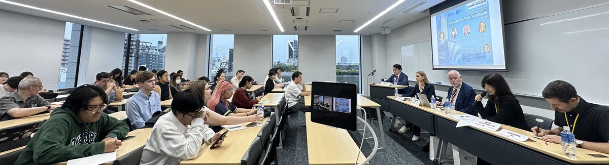 [Happening Now at TIU] Roundtable on the #Russian 🇷🇺Invasion of #Ukraine 🇺🇦 Year III, with  <a href="/JamesDJBrown/">James D.J. Brown</a>, <a href="/kyokohat/">Kyoko Hatakeyama//畠山 京子</a>, <a href="/PaulMidford/">Prof. Paul Midford</a>, and <a href="/mayasobchuk/">Maya Sobchuk</a>, moderated by <a href="/ck_lamont/">Christopher Lamont</a>. 

<a href="/templeunivjapan/">Temple University Japan Campus</a>