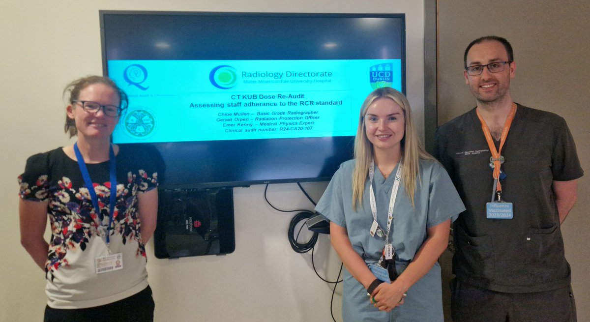 MMUH #CAAW24

The clinical audit on ‘CT KUB Dose Re-Audit: Assessing staff adherence to the RCR standard’ is currently on display on the Level 1 corridor. 

Well done to Chloe Mullen, Radiographer, our RPO, Gerald Orpen and Emer Kenny, Medical Physicist, for this fantastic audit!