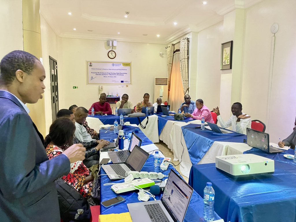 FAONigeria's tweet photo. 🌾📊Exciting workshop in Abuja! #GSARSII activities are in full swing, with experts enhancing Nigeria's agricultural statistics capacity.

Hands-on training in crop cutting experiment, data analysis &amp; computation of yield indicators!
@EU_Commission
@gatesfoundation
@FAOstatistics https://t.co/jrUV1eciZv