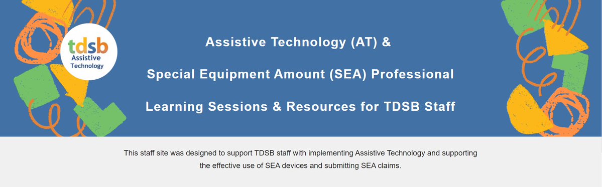 #WhatsNewWednesday Did you know we have an Assistive Technology Professional Learning Site only open to #TDSB educators? Go there to find information on upcoming PD &amp; Access recordings and resources! bit.ly/TDSB_ATProf

#UDL #AssistiveTechnology #inclusion #accessibility