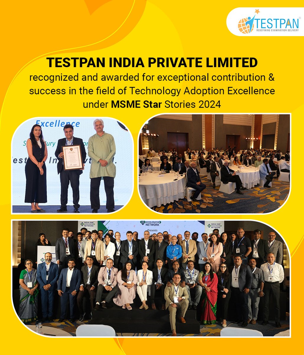 testpanindia's tweet image. We are thrilled to share that TESTPAN INDIA PRIVATE LIMITED has been honoured with #Special Jury recognition for its exceptional accomplishments in #Technology Adoption at @EconomicTimes’ #MSME Star Stories.