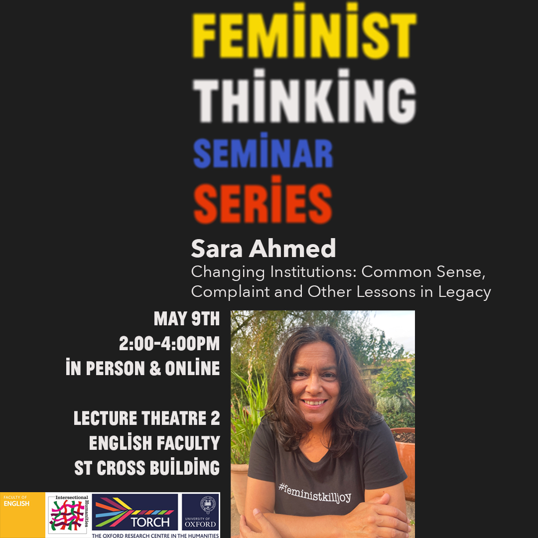 TORCHOxford's tweet image. Watch again: Changing Institutions: Common Sense, Complaint and Other Lessons in Legacy event recording is now live on the TORCH website: tinyurl.com/3t47cvvs  Speaker: Sara Ahmed @InHumsOx @doboulanger @engfac