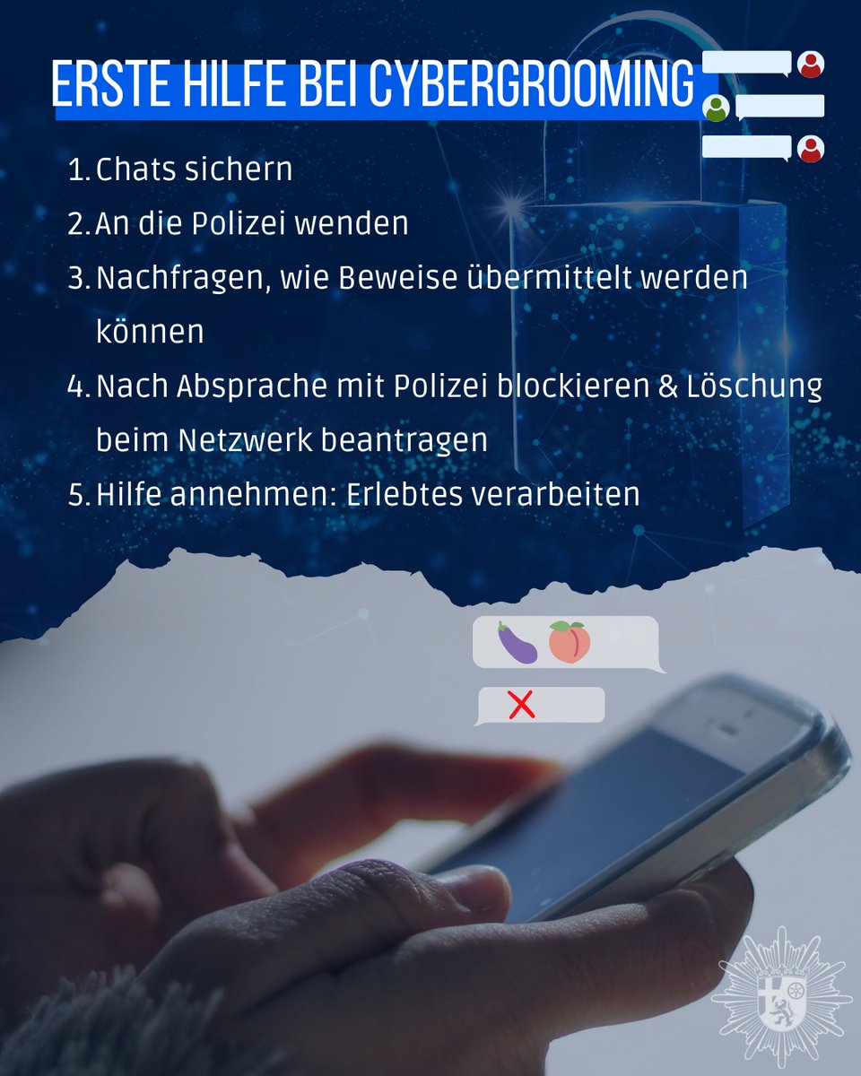 Es gilt: Viele Handlungen im Zusammenhang mit Cybergrooming sind strafbar und werden als eine Form des sexuellen Kindesmissbrauchs gewertet – ganz egal, ob mit oder ohne Körperkontakt.

➡️Mehr Infos bei <a href="/ZivileHelden/">Zivile Helden</a> unter s.rlp.de/dRi2m