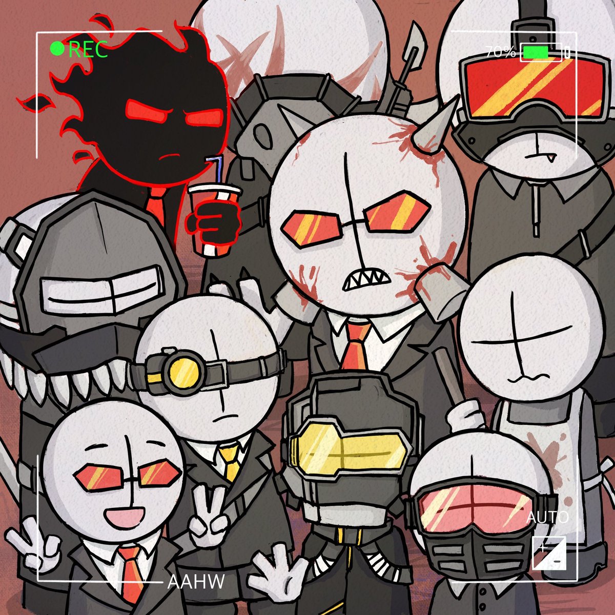 KEMON_09's tweet image. A group photo of AAHW. Maybe I missed drawing a giant?——well that's doesn't matter.🤔
#madnesscombat
#madnesscombatfanart