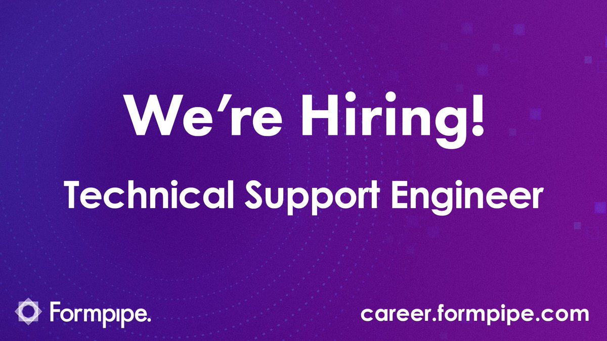 Formpipe's tweet image. Join Formpipe&apos;s global team to drive excellence in tech support, ensure seamless customer resolutions, and maintain strong client relationships!

Apply today👉formpi.pe/51c

#Formpipe #TechSupport #ApplyNow