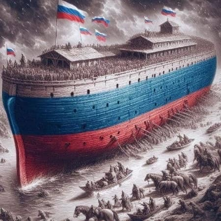 В англоязычном сегменте Х это фото стало популярным и надпись такая. "Россия-огромный Ковчег,в котором спасаются все народы"Так видят на Западе.👍
