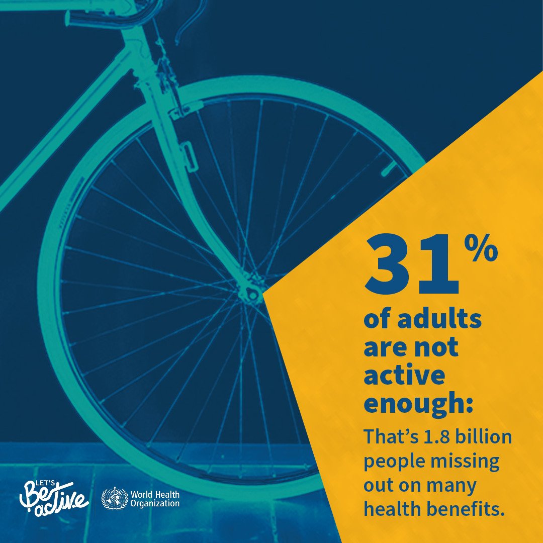 The latest WHO report says nearly 1/3 of adults lack recommended levels of exercise, increasing non-communicable disease risk!

bit.ly/45NuQCE