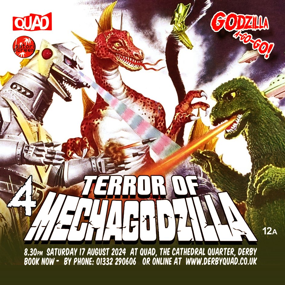 Satori Screen (@satoriscreen) on Twitter photo Very happy to be able to say that tickets have been moving pretty fast for the Godzilla-A-Go-Go event on 17 August at <a href="/derbyquad/">Derby QUAD</a>.
I'd recommend booking sooner rather than later if you want a good choice of seat.
Full info and bookings are at derbyquad.co.uk/godzilladay/ Very happy to be able to say that tickets have been moving pretty fast for the Godzilla-A-Go-Go event on 17 August at <a href="/derbyquad/">Derby QUAD</a>.
I'd recommend booking sooner rather than later if you want a good choice of seat.
Full info and bookings are at derbyquad.co.uk/godzilladay/