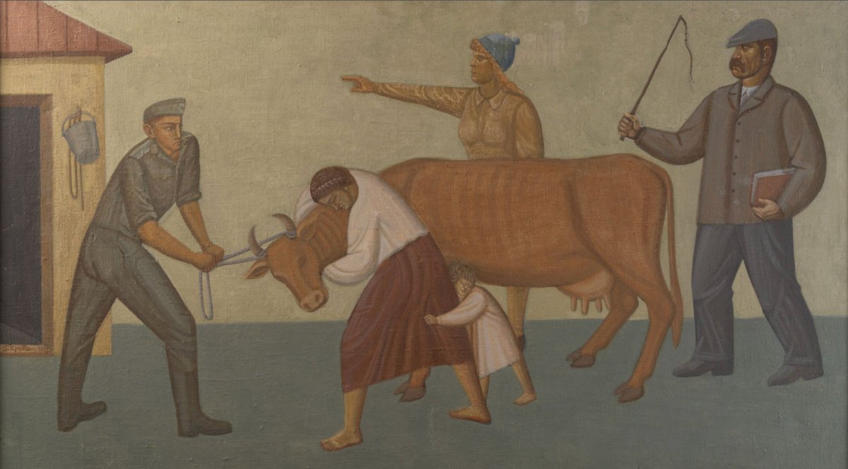 Today I'm thinking about the collectivization and Holodomor in Ukraine, when people were forced to work for free in the collective farms. First, they refused, so soviets decided to take everything from peasants and made them starve, so they had to work for food.