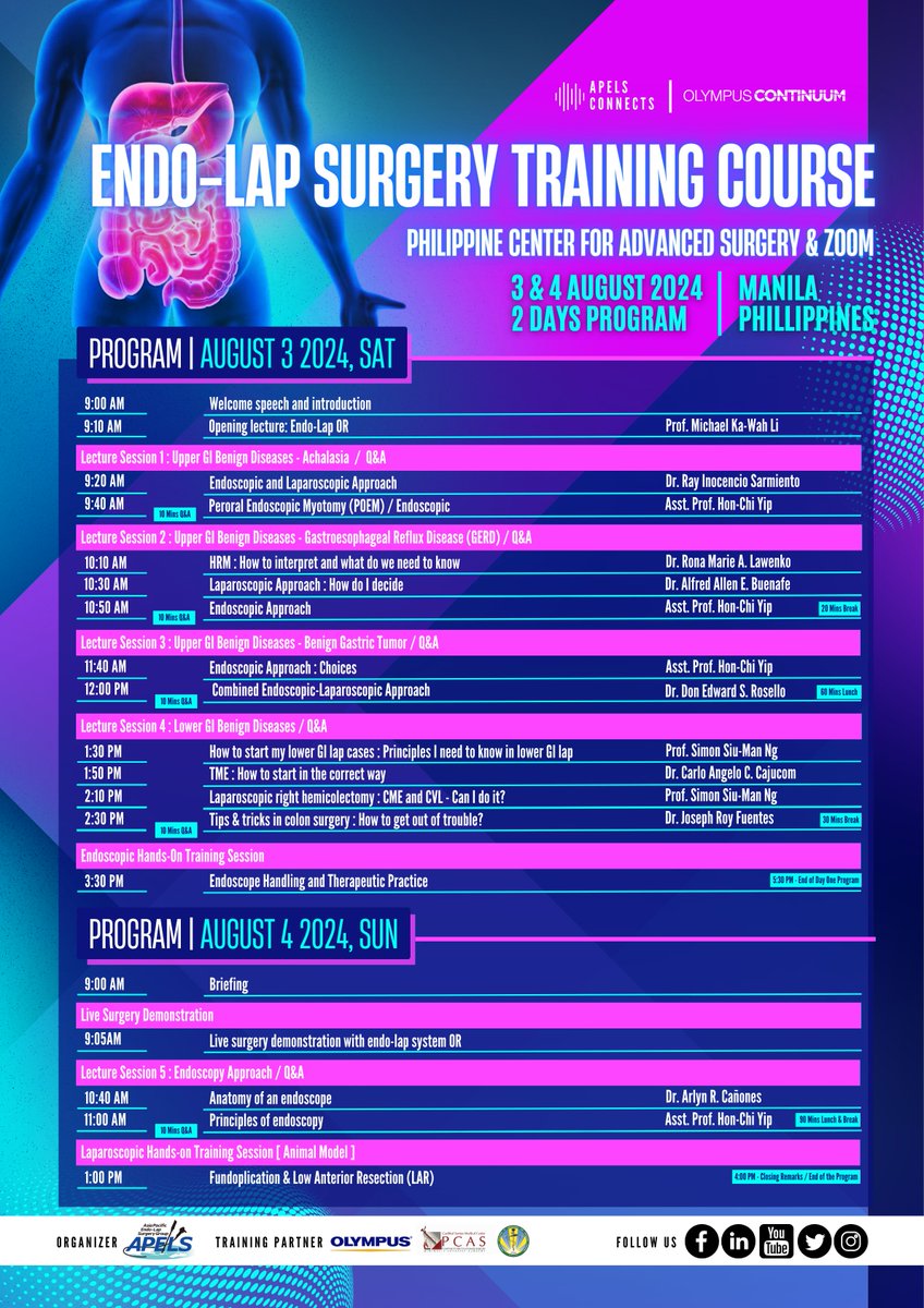 APELS - Asia Pacific Endo-Lap Surgery Group (@apelsgroup) on Twitter photo ๐ฅ๐๐๐๐ฆ๐ง๐๐ฅ ๐ก๐ข๐ช || ๐ฏ & ๐ฐ ๐๐๐ด, ๐ฑ๐ผ๐ป'๐ ๐บ๐ถ๐๐ ๐๐ต๐ฒ ๐๐ฃ๐-๐๐ฐ๐ฐ๐ฟ๐ฒ๐ฑ๐ถ๐๐ฒ๐ฑ #endolapsurgery ๐ง๐ฟ๐ฎ๐ถ๐ป๐ถ๐ป๐ด ๐๐ผ๐๐ฟ๐๐ฒ!
โถ ๐๐ผ๐ถ๐ป ๐ถ๐ป-๐ฝ๐ฒ๐ฟ๐๐ผ๐ป | t.ly/aT0iQ (Deadline: Jun 28)
โถ ๐๐ผ๐ถ๐ป ๐ข๐ป๐น๐ถ๐ป๐ฒ | t.ly/caRtA ๐ฅ๐๐๐๐ฆ๐ง๐๐ฅ ๐ก๐ข๐ช || ๐ฏ & ๐ฐ ๐๐๐ด, ๐ฑ๐ผ๐ป'๐ ๐บ๐ถ๐๐ ๐๐ต๐ฒ ๐๐ฃ๐-๐๐ฐ๐ฐ๐ฟ๐ฒ๐ฑ๐ถ๐๐ฒ๐ฑ #endolapsurgery ๐ง๐ฟ๐ฎ๐ถ๐ป๐ถ๐ป๐ด ๐๐ผ๐๐ฟ๐๐ฒ!
โถ ๐๐ผ๐ถ๐ป ๐ถ๐ป-๐ฝ๐ฒ๐ฟ๐๐ผ๐ป | t.ly/aT0iQ (Deadline: Jun 28)
โถ ๐๐ผ๐ถ๐ป ๐ข๐ป๐น๐ถ๐ป๐ฒ | t.ly/caRtA