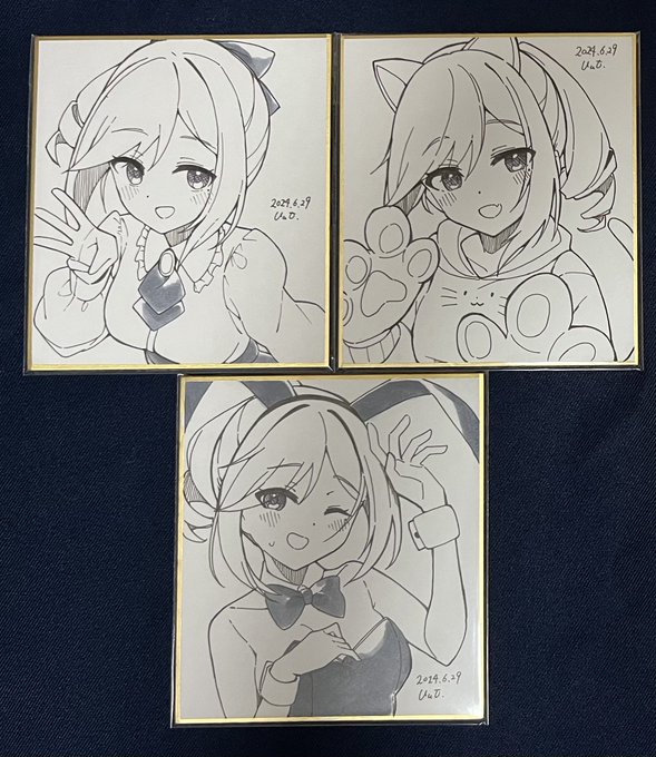 今週末の6/29開催のはちはじにて
沙季さん3枚
千紗ちゃん4枚
ミニ色紙頒布します〜 