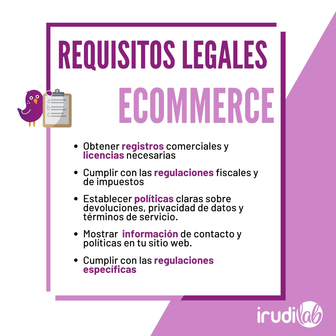 Irudilab's tweet photo. Vender online requiere cumplir con requisitos legales esenciales ✅. No dejes que esto te detengan. ¡Asegúrate de cumplir con las normativas para vender online de manera segura y confiable!

#IrudiLab #eCommerce #TiendaOnline #NegociosDigitales #MarketingDigital https://t.co/JWlZV665To
