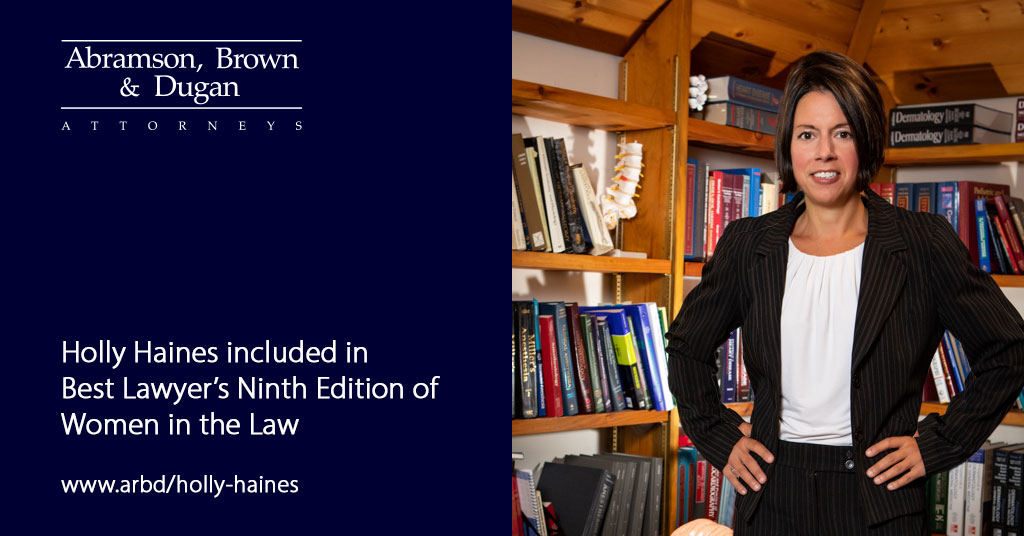 arbdattorneys's tweet photo. Congratulations to Holly Haines for her inclusion  in the @BestLawyers Ninth Edition of Women in the Law! A shining example  of excellence in Medical Malpractice Law. #LawyerOfTheYear #WomenInLaw  #LegalExcellence

https://t.co/6jKUGwRkgH https://t.co/1d3BZio2Uf