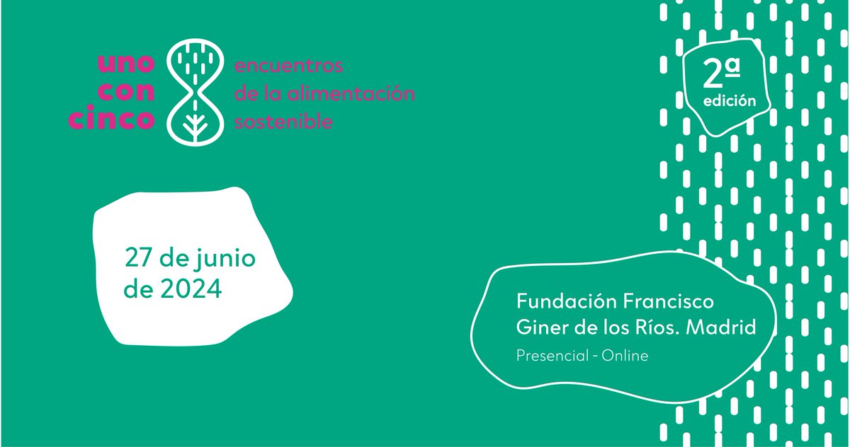 🚨 ¡Hoy es el último día para asegurar tu lugar en #unoconcinco!  
🍃Forma parte de una experiencia que impulsa el cambio: conecta, colabora e inspira un futuro donde la alimentación sostenible sea una realidad en España.

🗓️ 27 de junio 
📍 Fundación Francisco Giner de los Ríos,