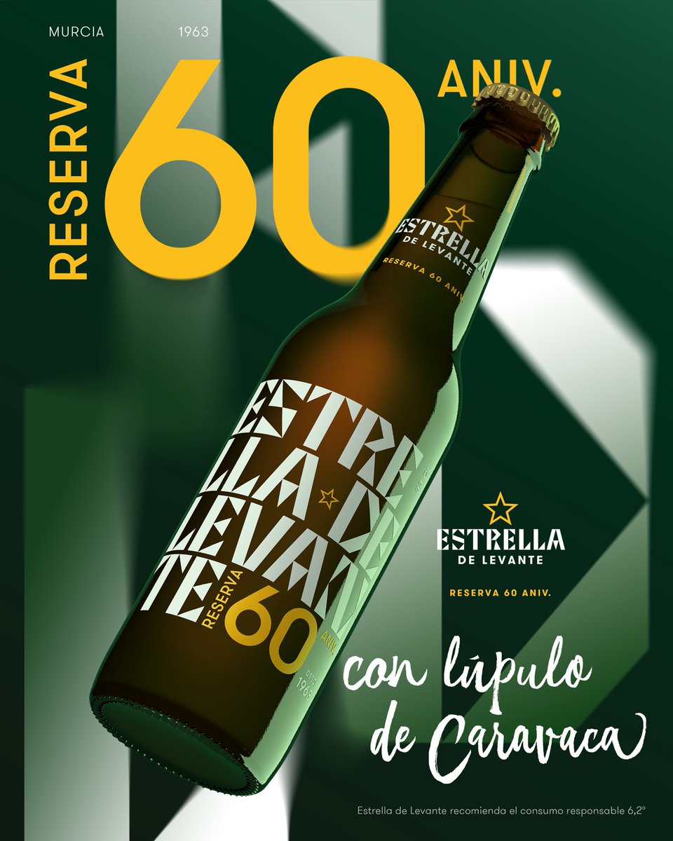 Estamos emocionados de presentaros nuestra nueva cerveza Estrella de Levante Reserva 60 Aniversario🍻
 
Una cerveza única y refrescante que nace del deseo de nuestros maestros cerveceros por elaborar una cerveza llena de matices, con cuerpo, intensidad, cremosidad y equilibrio.