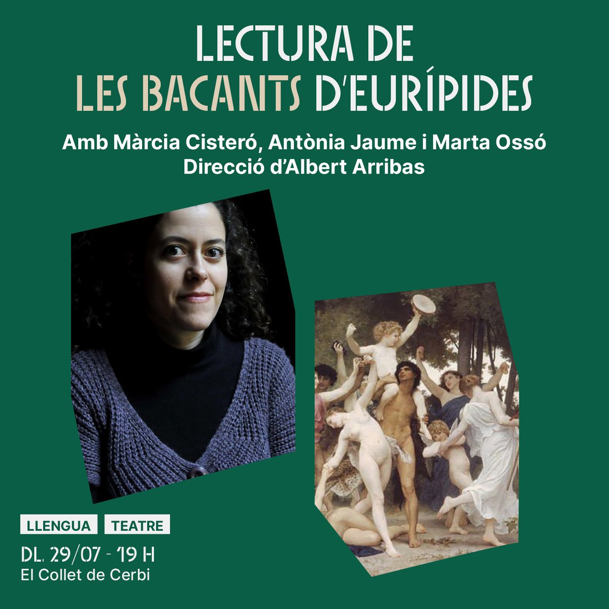 LES BACANTS D'EURÍPIDES 🎭 Lectura de la nova producció teatral d'Albert Arribas amb <a href="/CentaureProd/">Centaure Produccions</a> i <a href="/CasaClassics/">La Casa dels Clàssics</a>, i amb introducció prèvia de l’escriptora <a href="/PicoloBerne/">Raquel Picolo</a> sobre l’obra.

🗓️ Dl. 29/7, 19h
📌 Collet de Cerbi (la Guingueta d'Àneu)
🎟️ Entrades: dansaneu.cat/artista/albert…
