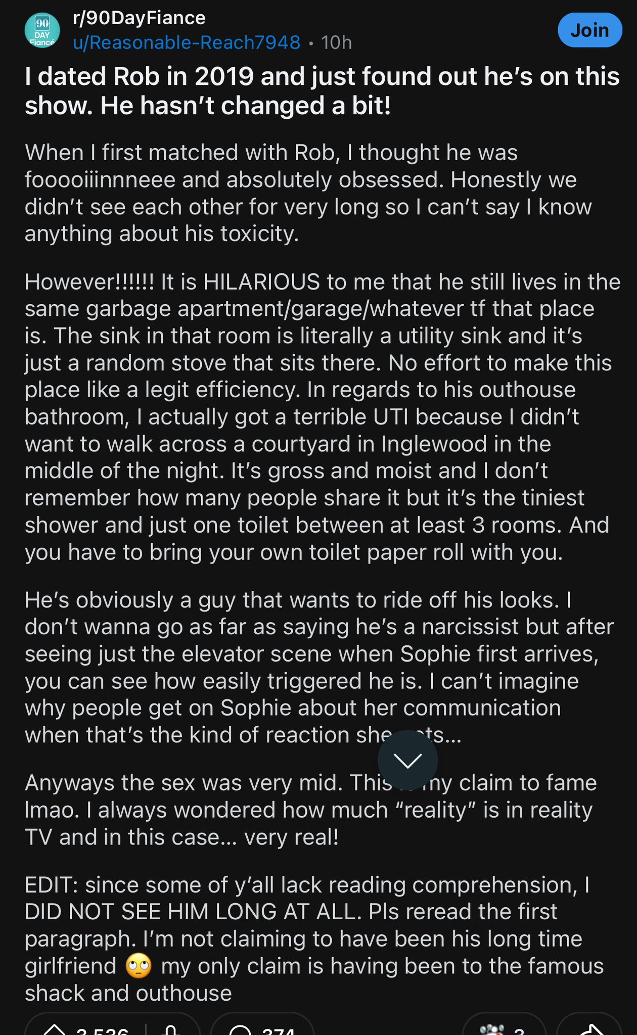 Starcasm on X: &ldquo;This Reddit user claims she dated Rob Warne and 