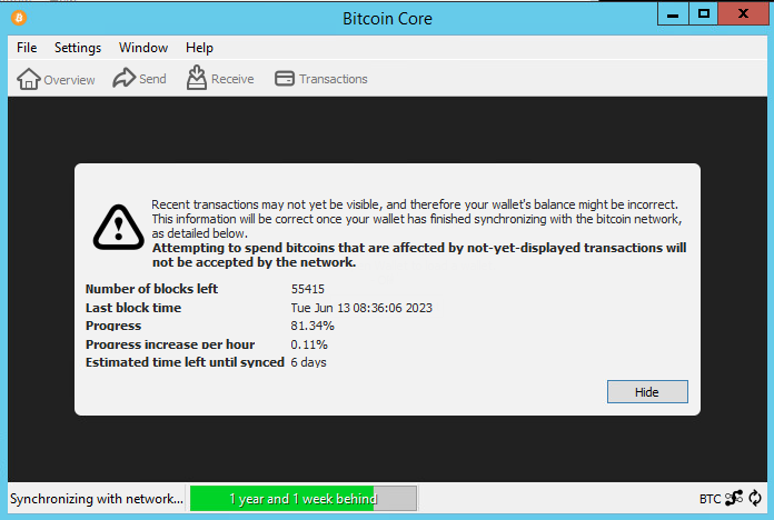 Upgrading the server with more RAM was a good thing to do. Learning by doing.
Just a few blocks to go

#bitcoin #blockchain #bitcoincore #wallet #crypto
