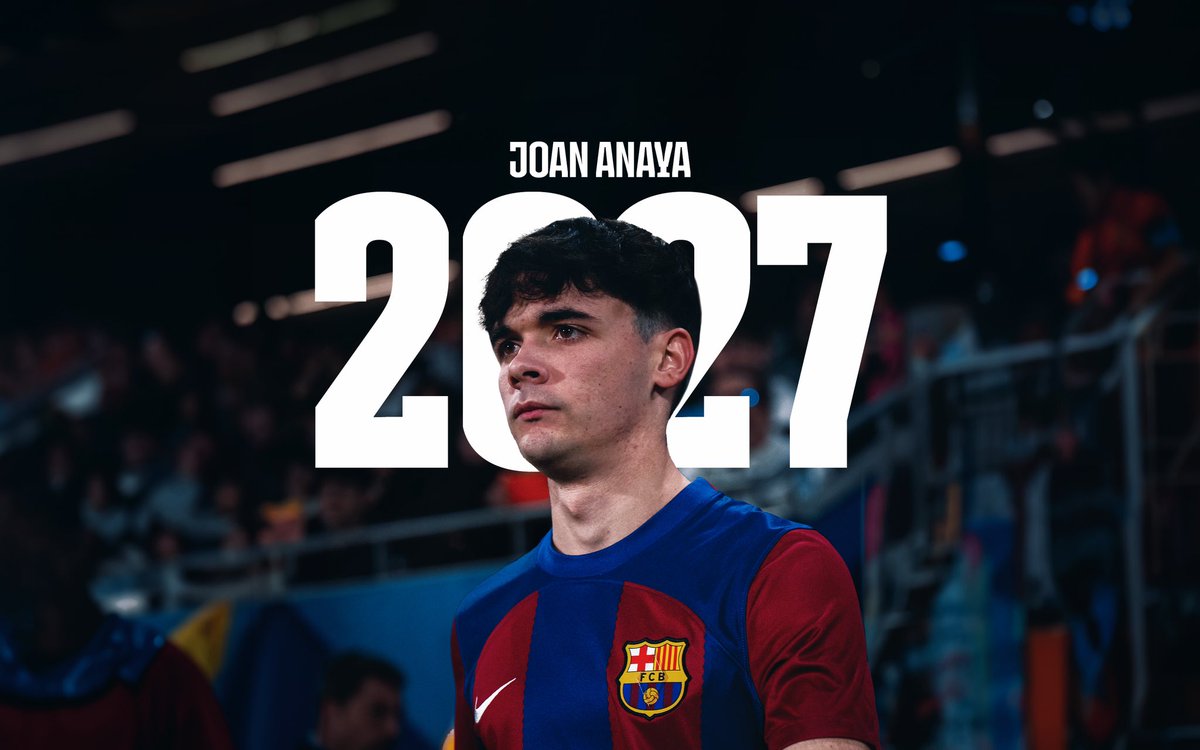 🤝 Acuerdo con 𝗝𝗼𝗮𝗻 𝗔𝗻𝗮𝘆𝗮 para la renovación de su contrato al finalizar su etapa juvenil

👏 El lateral continuará vinculado al Club hasta el 30 de junio del 2027

🔗 fcbarcelona.es/es/futbol/barc…

💙❤