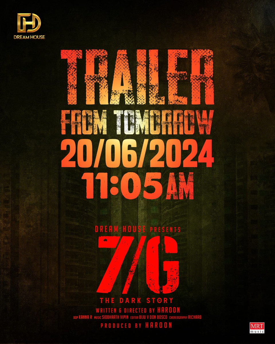 Haunting 7/G Movie Trailer From Tomorrow 11.05 AM

Stay Tuned!

#7G #7Gmovie 

<a href="/Haroon_FC/">haroon.dh</a> <a href="/soniya_agg/">Sonia aggarwal</a> <a href="/smruthi_venkat/">smruthi venkat</a> <a href="/sidvipin/">Siddharth Vipin</a> <a href="/DirectorS_Shiva/">Subramaniam Shiva</a> #SnehaGupta <a href="/biju_v_donbosco/">Biju V Don Bosco</a> #KannanDop <a href="/Lyricist_Mohan/">mohanrajan Lyricist</a> <a href="/KskSelvakumaar/">KSK Selva Kumaar</a> <a href="/rajinkrishnan/">Rajinkrishnan</a> <a href="/teamaimpr/">Team AIM</a>