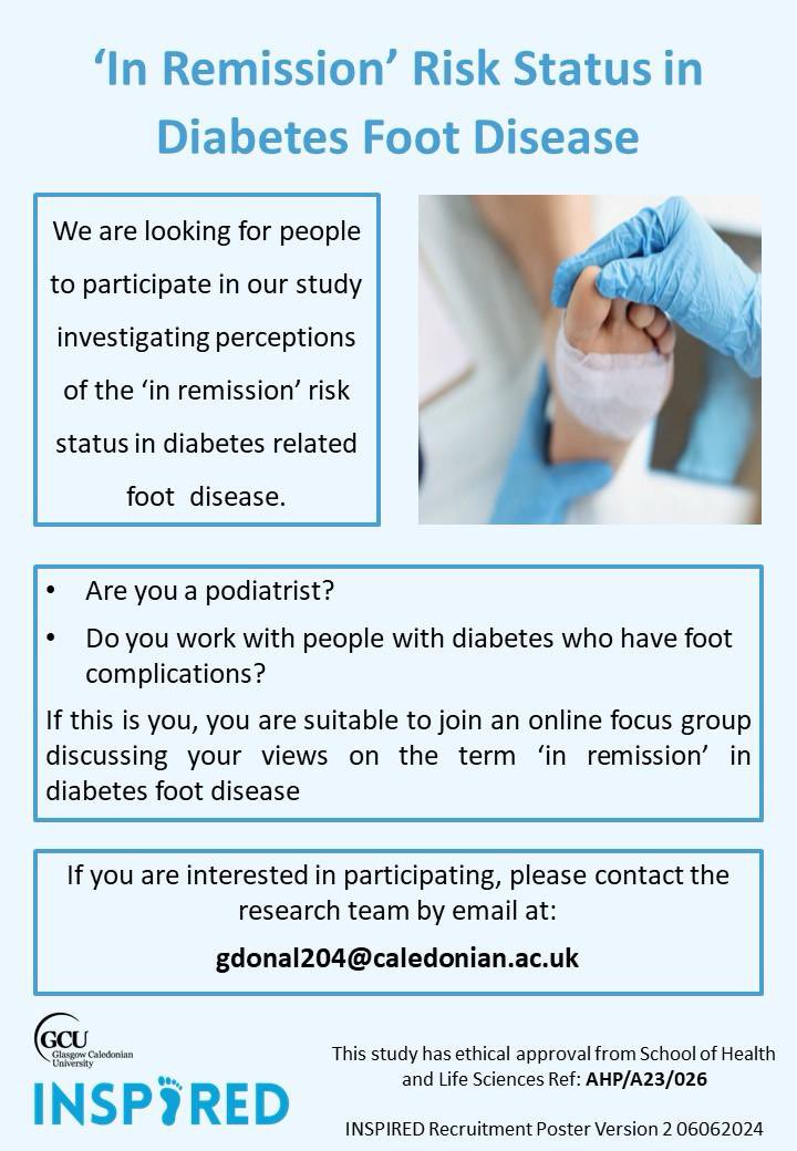 Ruth Barn (@ruthbarn) on Twitter photo Are you a podiatrist working with people with diabetes? We would love to hear your views in an online focus group on the term ‘in remission’ please get in touch if you are interested ⬇️ <a href="/nhsggcpodiatry/">NHSGGC Podiatry</a> <a href="/NHSLanPodiatry/">NHSLanarkshirePodiatry</a> <a href="/nhslothianpod/">@nhslothianpodiatry</a> <a href="/PodiatryAbzCity/">Aberdeen City Podiatry Service-NHSG</a> <a href="/NHSFifePodiatry/">NHS Fife Podiatry</a> <a href="/jodiahpaa/">Dr Jodi Binning</a> Are you a podiatrist working with people with diabetes? We would love to hear your views in an online focus group on the term ‘in remission’ please get in touch if you are interested ⬇️ <a href="/nhsggcpodiatry/">NHSGGC Podiatry</a> <a href="/NHSLanPodiatry/">NHSLanarkshirePodiatry</a> <a href="/nhslothianpod/">@nhslothianpodiatry</a> <a href="/PodiatryAbzCity/">Aberdeen City Podiatry Service-NHSG</a> <a href="/NHSFifePodiatry/">NHS Fife Podiatry</a> <a href="/jodiahpaa/">Dr Jodi Binning</a>