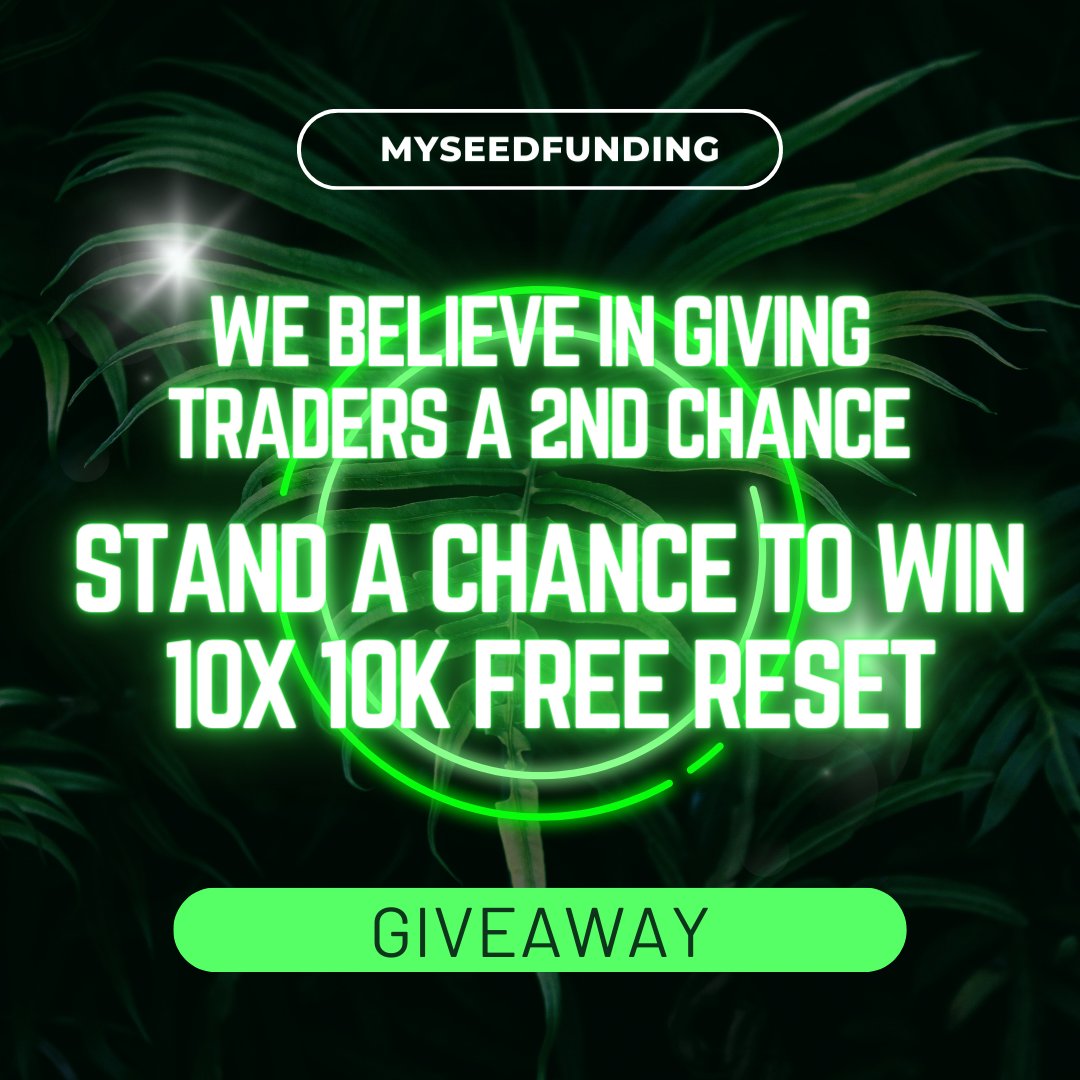 Salim_muser's tweet image. 🎁 Giveaway Time 🌱
NB
You will have to purchase 1x10k account to participate in the giveaway
10 X $10k Free reset Accounts
Follow us:
@myseedfunding , @Salim_muser
🕹 Join the Discord: discord.gg/awPwex6c3j
🎇 Like &Retweet
🗣 Tag 3traders
🗓 Winners announce on launch date