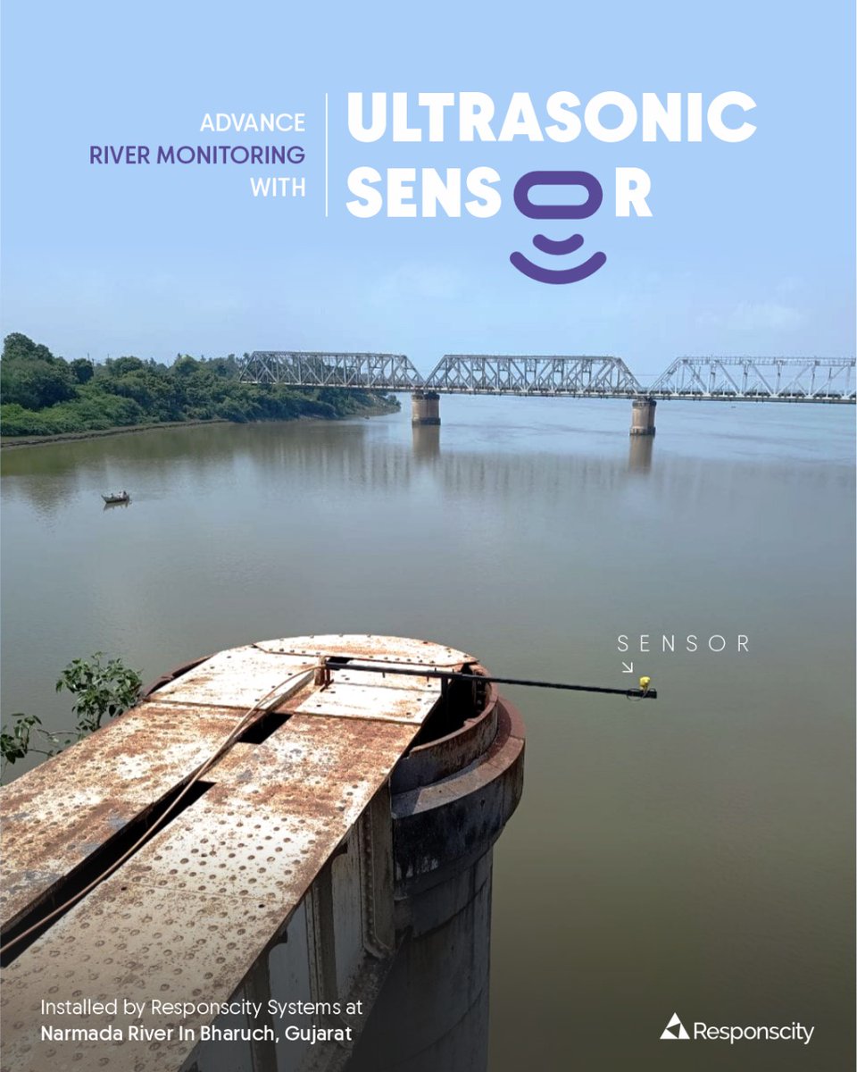 responscity's tweet photo. Real-time flood monitoring &amp; early warning are vital for community safety. 

At Responscity System, our sensors on the Narmada River in Bharuch, Gujarat, monitor water levels.

Early warning sirens alert residents, ensuring timely evacuation.
 #FloodSafety #EarlyWarning https://t.co/ZfH31cG7gH