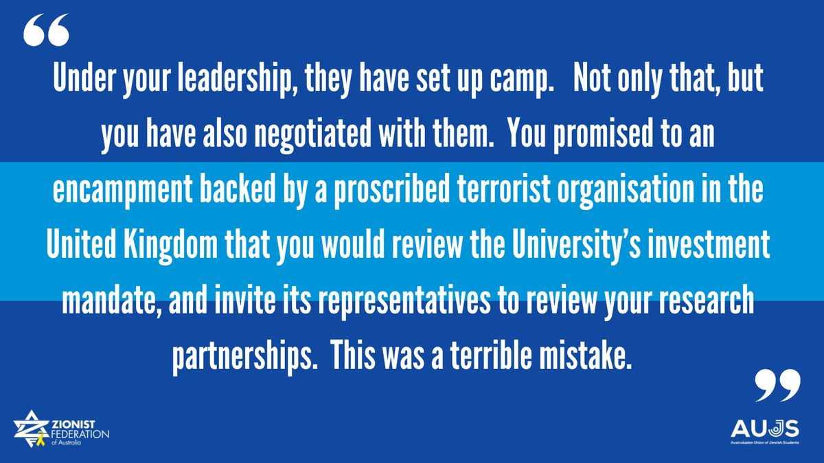 ZionistFedAus's tweet image. ZFA President @jeremyleibler and @AUJS President Noah Loven wrote to @Sydney_Uni Vice-Chancellor and President @mscott about Hizb ut Tahrir at the University of Sydney and the safety concerns for Jewish students. 

You can read the full letter here: zfa.com.au/wp-content/upl…
