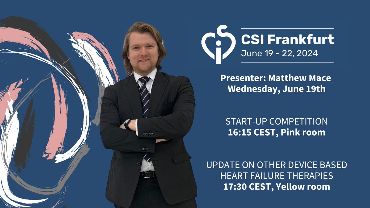 Exciting news! Our chief scientific officer, Matthew Mace, will present twice today at the Frankfurt CSI congress. 

Matthew will be in Frankfurt until the end of the congress on Saturday. 

See you there! #CSIcongress #Acorai #HeartFailureTherapies #FrankfurtPresentation