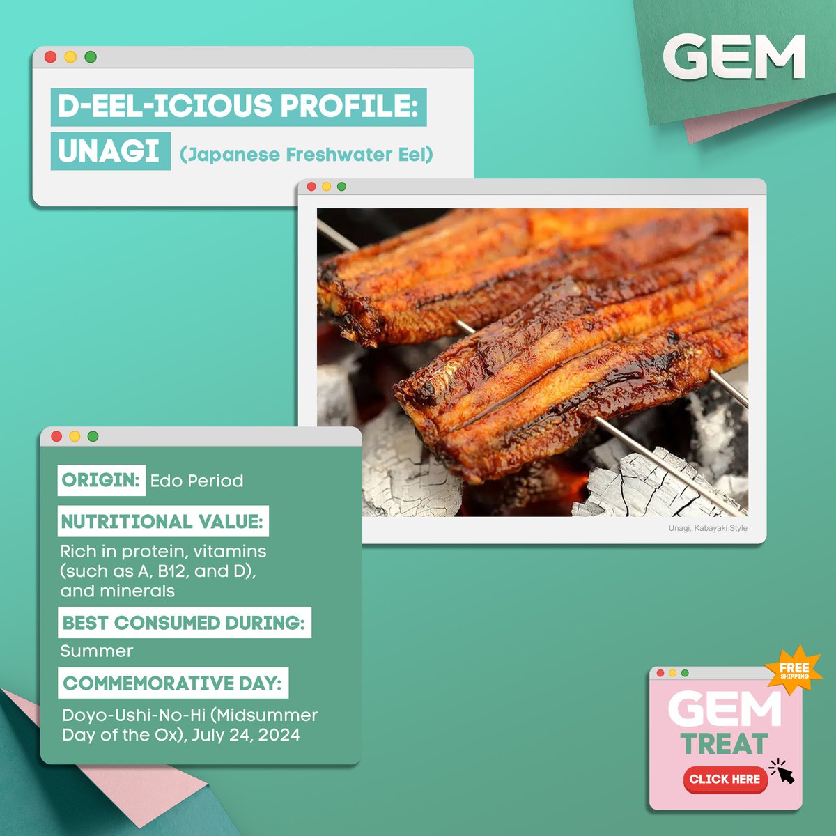 GEMtvasia's tweet photo. Unagi is said to be a great source of food to keep "natsu bate" (summer fatigue) away. Bring vitality and strength for the rest of the year by treating yourself to some Japanese freshwater eel! π
#GEMOnlyInJapan https://t.co/YsrR5GO2zC