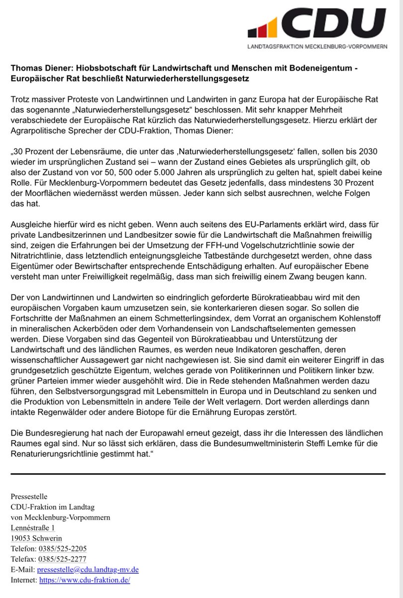 thomasdiener's tweet photo. #ländlicherraum #eu #wirdnichtbesser #mv #cdu #cdumv #cdufraktionmv #landzumleben #bürokratie https://t.co/MuHXanBdZT