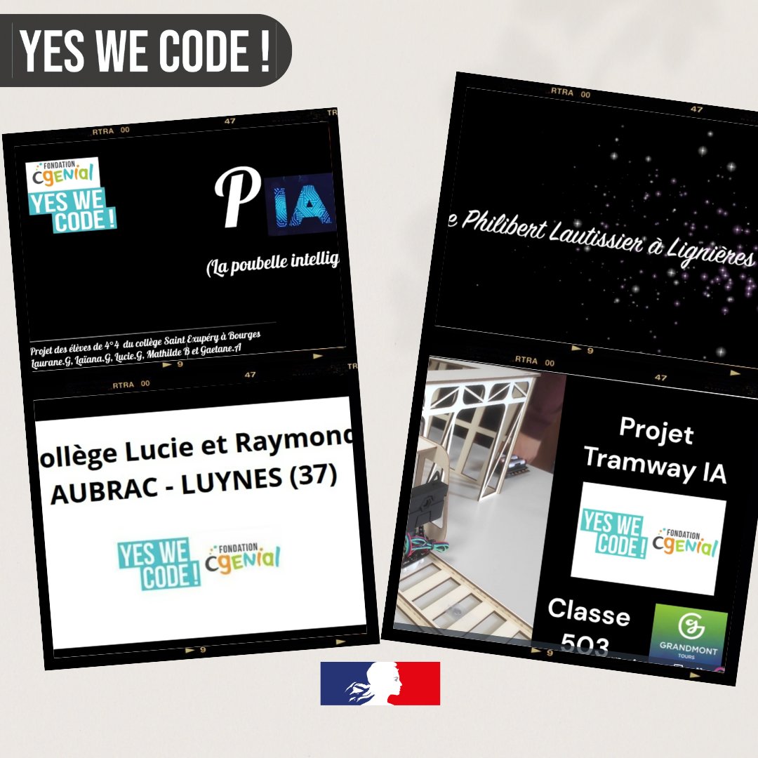 #YesWeCode | L'<a href="/ac_orleanstours/">Académie d'Orléans-Tours</a> a remporté 4 prix nationaux dans 3 catégories :
🏆 IA: collège St-Exupéry Bourges &amp; lycée Grandmont Tours
🤖 Robotique : collège P. Lautissier Lignières
❤ Santé : collège L. et R. Aubrac Luynes

Bravo à tous les lauréats ! 👏
<a href="/drane_ot/">DRANE Orléans-Tours</a>