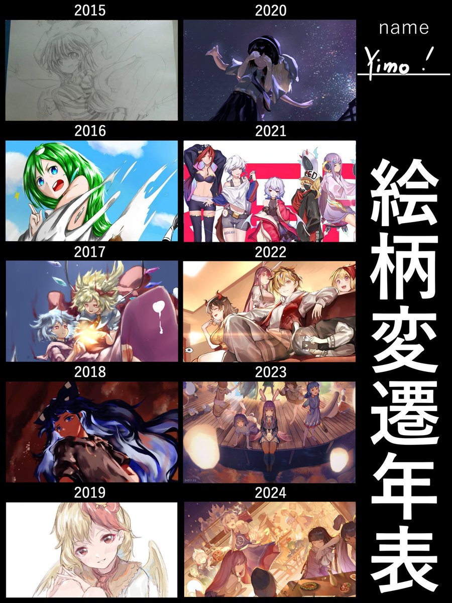 #絵柄変遷年表 跟风一下！