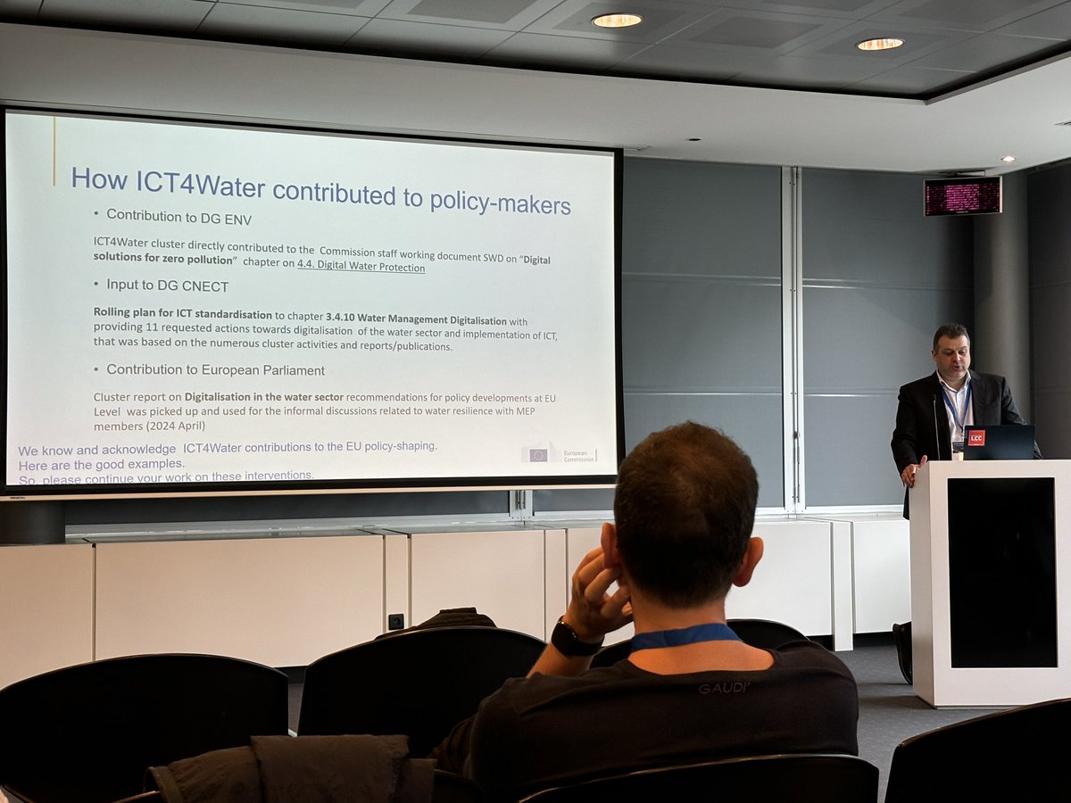 Vasileios Tyriakadis from REA showing how the ICT4Water cluster contributed to EU policy making.