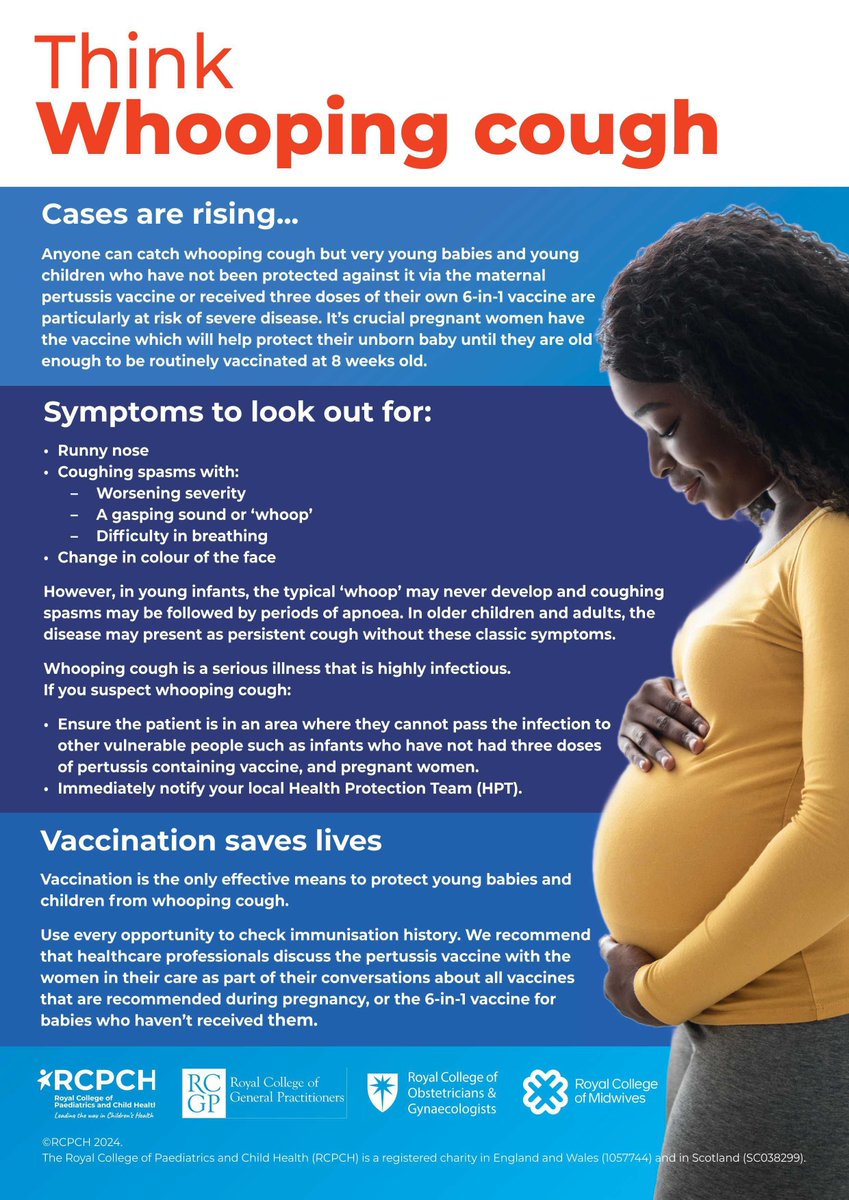 RCPCH (@rcpchtweets) on Twitter photo Whooping cough is on the rise. Download our new poster to display in your health services - outlining the symptoms to look out for and encouraging vaccination.
<a href="/RCObsGyn/">RoyalCollegeObsGyn</a> <a href="/rcgp/">Royal College of General Practitioners</a> and <a href="/MidwivesRCM/">Royal College of Midwives 💙</a>
rcpch.ac.uk/resources/whoo… Whooping cough is on the rise. Download our new poster to display in your health services - outlining the symptoms to look out for and encouraging vaccination.
<a href="/RCObsGyn/">RoyalCollegeObsGyn</a> <a href="/rcgp/">Royal College of General Practitioners</a> and <a href="/MidwivesRCM/">Royal College of Midwives 💙</a>
rcpch.ac.uk/resources/whoo…
