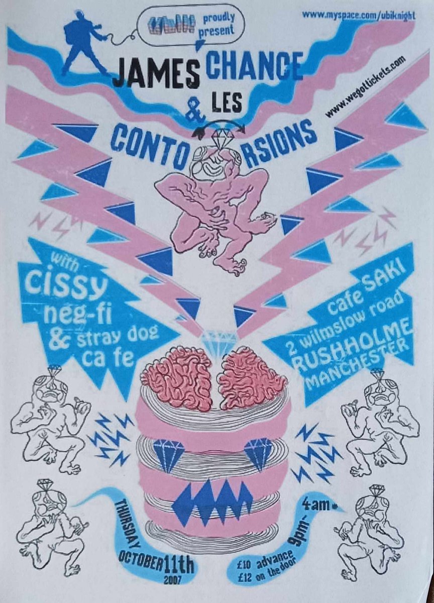 Sad to hear that James Chance has died. What a legend. One of my old bands was lucky enough to support him and his band Les Contortions above a sushi restaurant in Manchester in 2007. They were incredible. Matt.
