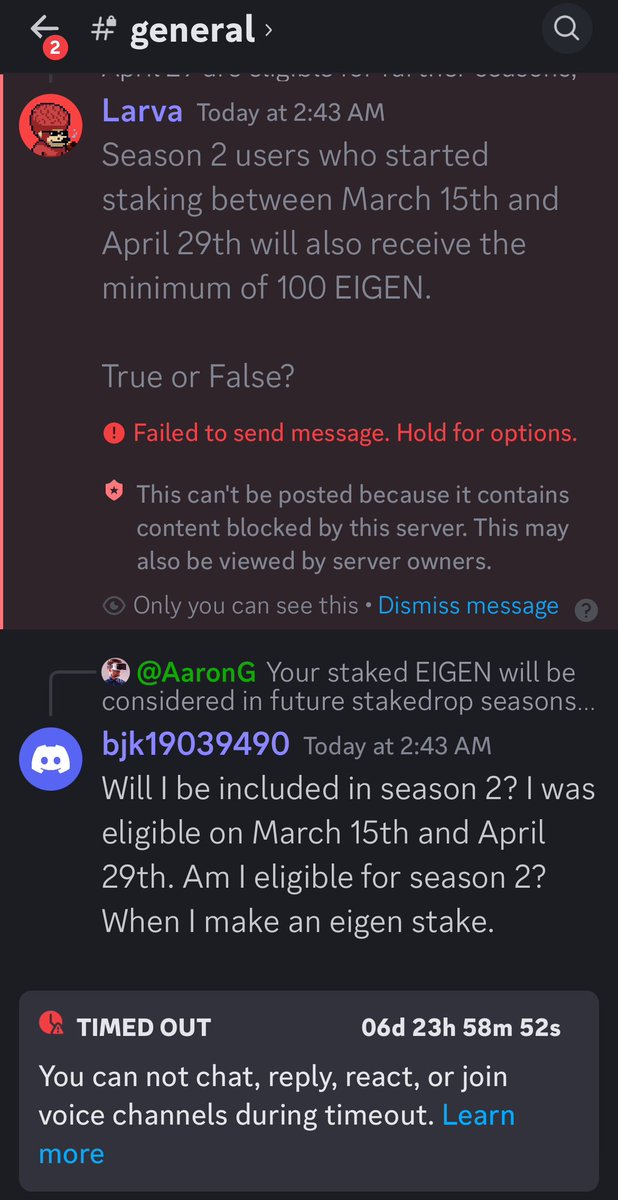 jetsada315's tweet photo. @eigencloud They are killing LRT/Pendle users because they don't set clear rules. and abandoned to be in Season 2 with no minimum at all.#EigenScam https://t.co/ZILCHQqlQF