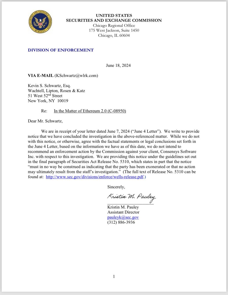 cryptorover's tweet photo. This letter from the SEC suggests the war against #Ethereum is over! https://t.co/eSuvJSyM5C