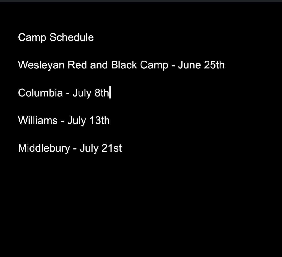 Camp schedule for this summer. Ready to compete! <a href="/TaftFootballCT/">Taft Football</a>