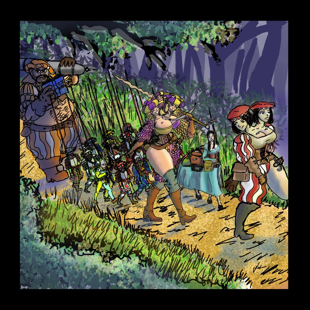 AndrewZ24597481's tweet image. Fantasy Landsknechts on the March

Drew a few of my landsknecht characters.
#ogre #centaur #halfling #taddol #conjoined #landsknecht #pathfinder #dungeonsanddragons