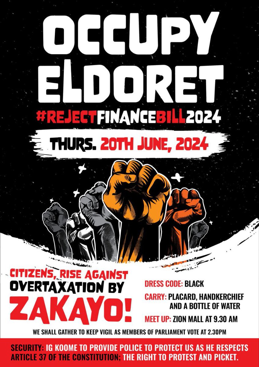 So leo bado tuko streets! Leo ni Mombasa na Kesho ni Eldoret. I urge tweeps from these areas are to make some noise. Lets move in LARGE NUMBERS. Let's do this! #RejectFinanceBill2020