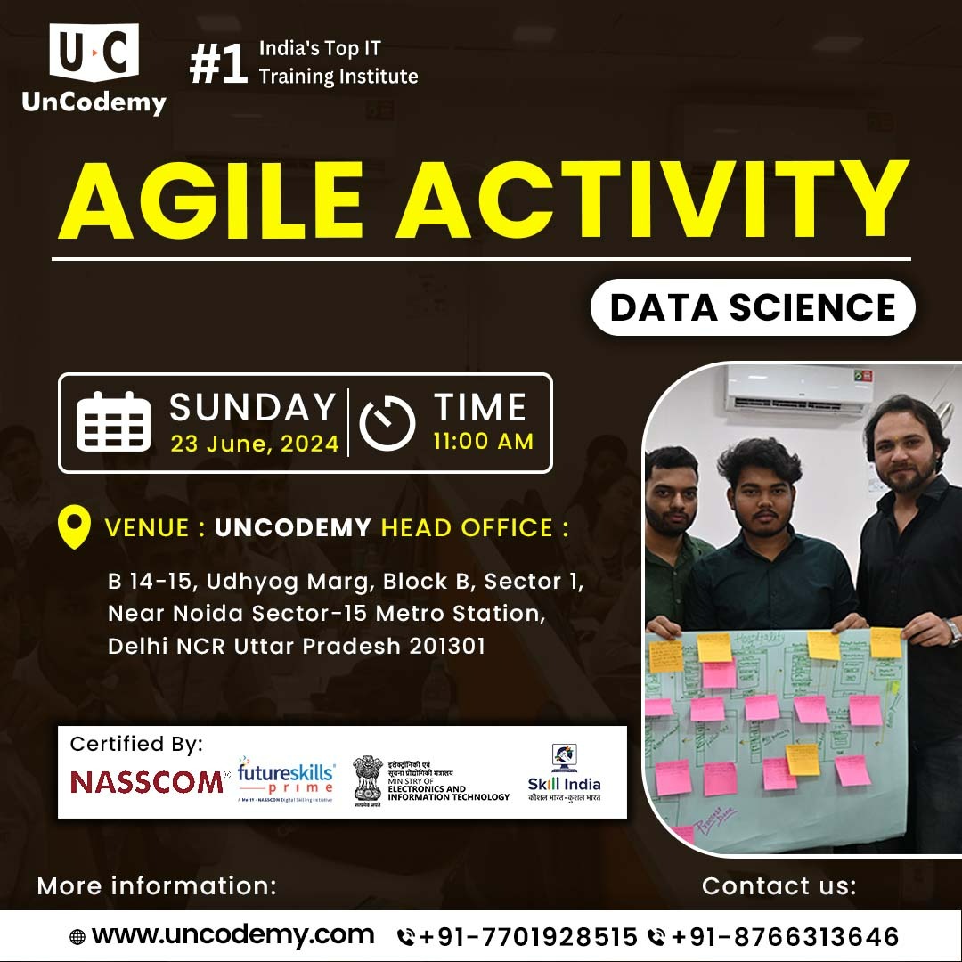 uncodemy's tweet image. 🚀 Join Us for an Exciting Data Science Agile Activity! 🚀

🗓 Date: Sunday, June 23, 2024
🕚 Time: 11:00 AM

.
.
.
#Uncodemy #datasciencetraining #datascience #machinelearning #python #dataanalytics #datascientist #datasciencejobs #datascienceeducation #ai #dataanalysis