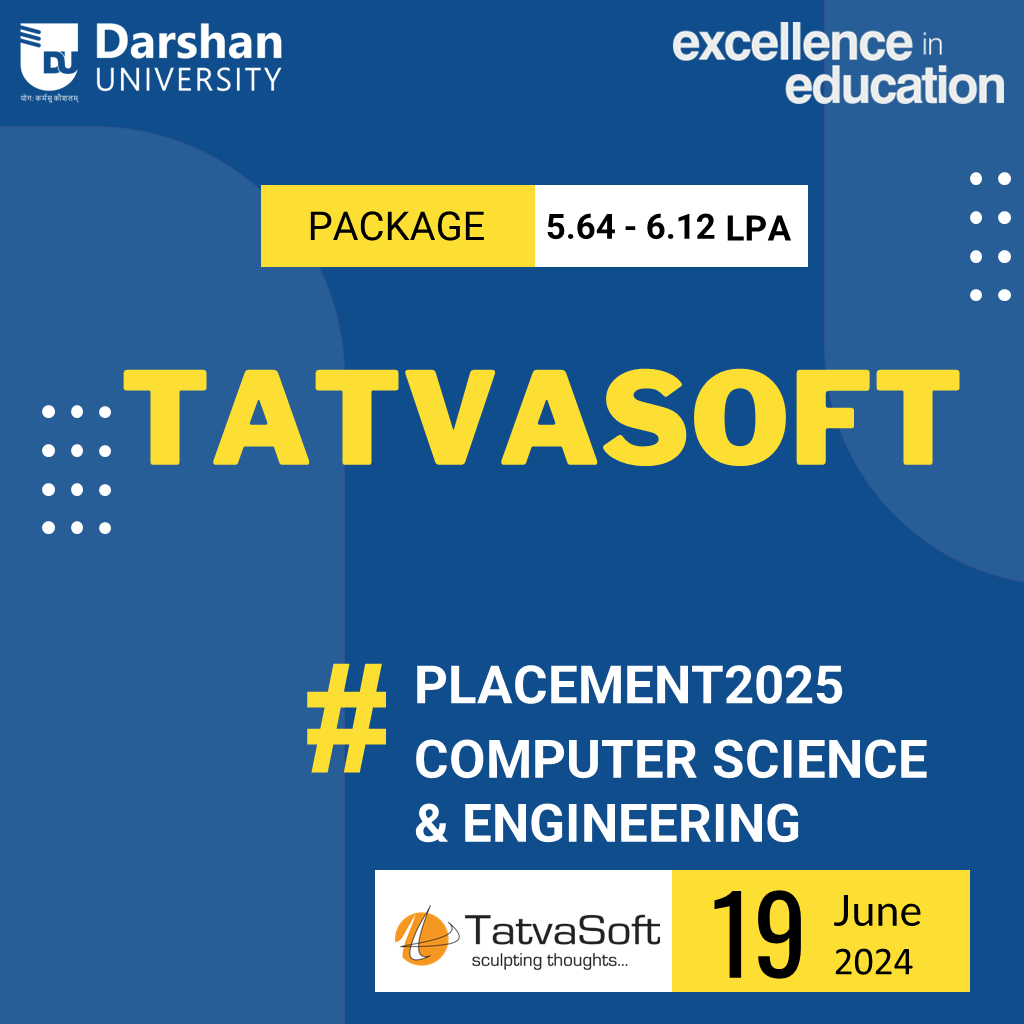 DarshanUniv's tweet photo. A very warm welcome to TatvaSoft, #Ahmedabad #team for the #computer #Engineering students (#Batch2025) #campus #placement drive.
#DarshanUniversity #TatvaSoft #placements #softwareengineering #collaboration #opportunity https://t.co/dM3VoyYmDF
