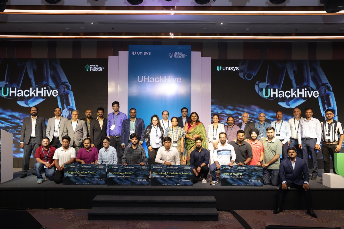 unisys's tweet photo. We are excited to announce the winners of the #UHackHive hackathon under the #UnisysInnovationProgram! After two months and 2,864 registrants, 5 teams stood out and won awards in various categories. Congrats to all winners and participants! https://t.co/NQxh2rH6PR