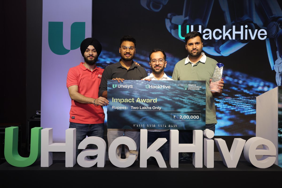 unisys's tweet photo. We are excited to announce the winners of the #UHackHive hackathon under the #UnisysInnovationProgram! After two months and 2,864 registrants, 5 teams stood out and won awards in various categories. Congrats to all winners and participants! https://t.co/NQxh2rH6PR
