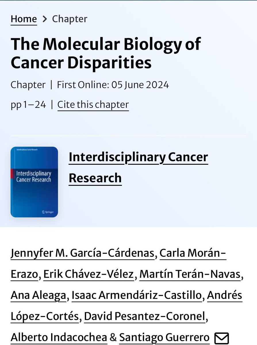 Another great contribution from this amazing team on this topic that is worth all the effort. I invite you to review the details in our book chapter. 👇🏼👇🏼👇🏼
doi.org/10.1007/16833_…
<a href="/sxguerrero/">Santiago Guerrero</a> <a href="/albertoic/">Alberto Indacochea</a> <a href="/Andres_Lopez_C/">Andrés López-Cortés</a>