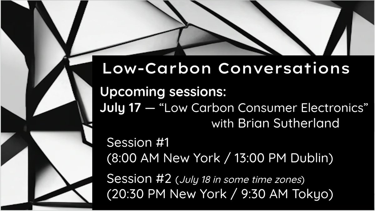 17 July — Save the date

Come join the Low-Carbon Conversations to see Brian Sutherland show off some summer-friendly speculative designs for our electronics, and to discuss de-growth strategies for repair, upcycling, and energy harvesting.

#climate #solar #repair